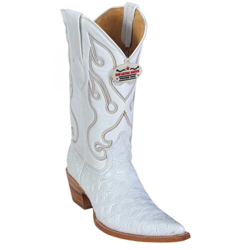 Los Altos White All-Over Alligator Tail Print Cowboy Ladies Boots 3354828